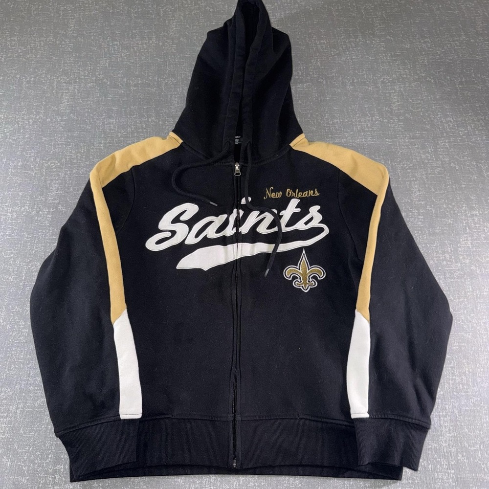 NFL Team Apparel New Orleans Saints Womens M Black Full Zip Hoodie Sweatshirt